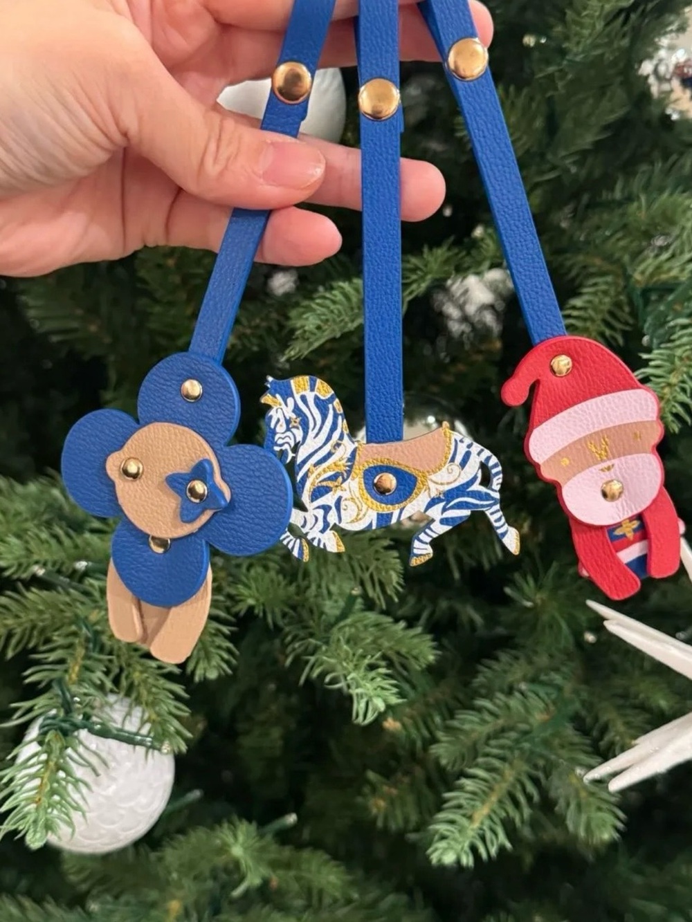 GWP Blue Floral & Zebra  Hanging Ornaments - Blue